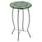 19" Green & Blue Peacock Flower Tail Glass Patio Side Table